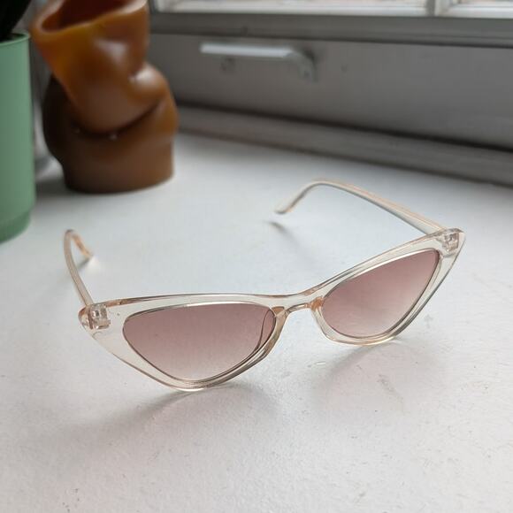 Retro Rose Pink Cat Eye Sunglasses Clear Tinted Shades Festival Sunnies Glasses main image 6